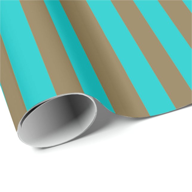 Türkisblau und Goldstreifen Geschenkpapier (Rolleneckpunkt)