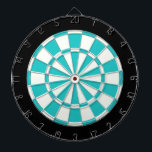 Türkisblau und weiß dartscheibe<br><div class="desc">Türkisfarbenes Schwarz-Weiß-Dart-Board</div>