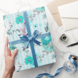 Türkisblau und Weiß Jeder Anlass Geschenkpapier