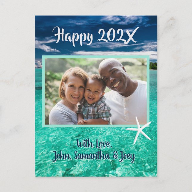Türkisblau Wasser Neujahr Foto Gruß Postkarte (Vorderseite)