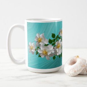 Türkisblau Weiße Blume Tee Tasse