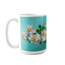 Türkisblau Weiße Blume Tee Tasse