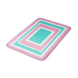 Türkisblau Weißrosa Geometrisch Badematte