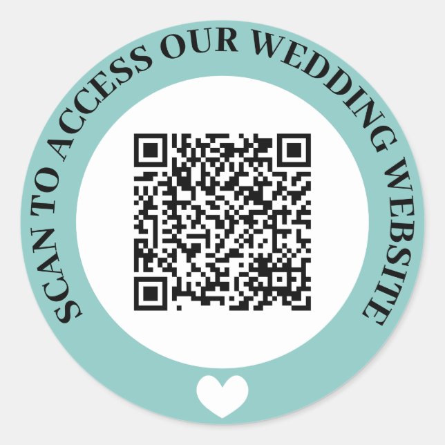 Türkisblaue Access Wedding Website Herzlicher QR C Runder Aufkleber (Vorderseite)