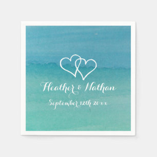 Türkisblaue Aquarellmalerei Hochzeitsnapkins Serviette