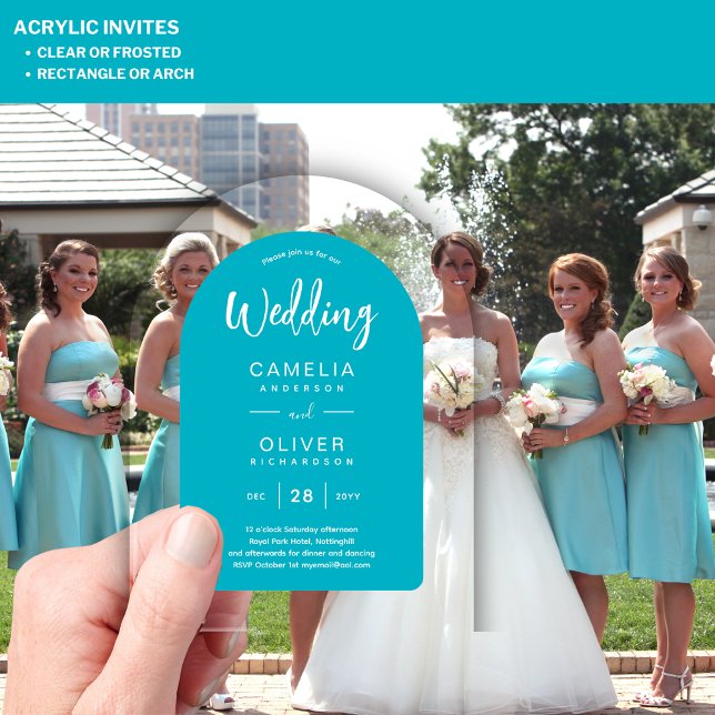 Türkisblaue Arche Akryllische Hochzeit lädt zu mod Acryleinladungen (Von Creator hochgeladen)