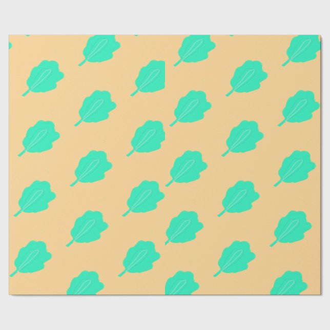 Türkisblaue Blätter Serie Design Wrapping Paper Geschenkpapier (Saum)