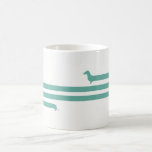 Türkisblaue Dackel Tasse<br><div class="desc">Tasse für Kaffee oder Tee mit einer lustigen Abbildung einer Dackel,  die sich umkreist (allgemein Dackel,  Dackel oder Wursthund genannt). Ideal für alle Besitzer oder Fans der Datschs oder Hunde im Allgemeinen!</div>