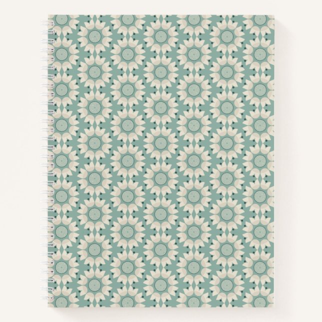 Türkisblaue Frühlingsblumen Notizbuch (Vorderseite)