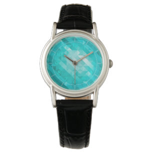 Türkisblaue geometrische Frauenuhr Armbanduhr