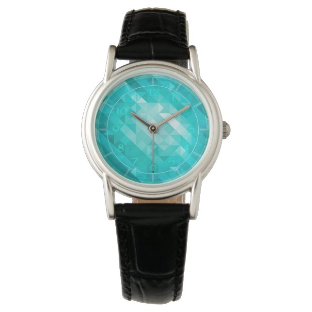 Türkisblaue geometrische Frauenuhr Armbanduhr (Vorderseite)