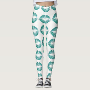 Türkisblaue Glitzer Lippen #2 Leggings