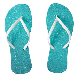 Türkisblaue Glitzer und glatter Flip Flops