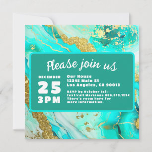 Türkisblaue grüne Marmor-Imitate GoldWedding Save The Date