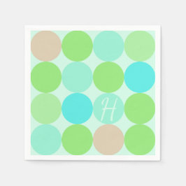 Türkisblaue grüne und orangefarbene Kreise Monogra Serviette