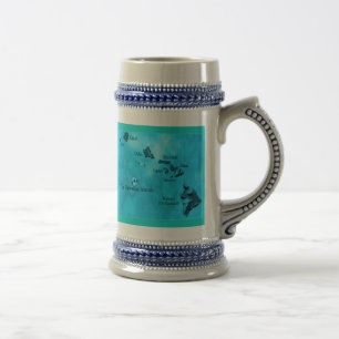 Türkisblaue Hawaiianische Inselkarte Tasse