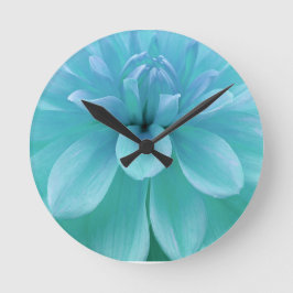 Türkisblaue, hellblaue Blume Runde Wanduhr
