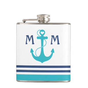 Türkisblaue Herzanschor Flachmann