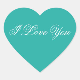 Türkisblaue Herzaufkleber - I Liebe You Herz-Aufkleber