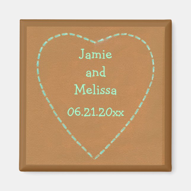 Türkisblaue Herzmagnete Save the Date Hochzeitsmag Magnet (Vorne)