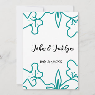 Türkisblaue Hochzeitspaar Name Datum elegant Einladung