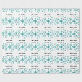 Türkisblaue Hochzeitspaar Name Datum stylish  Geschenkpapier