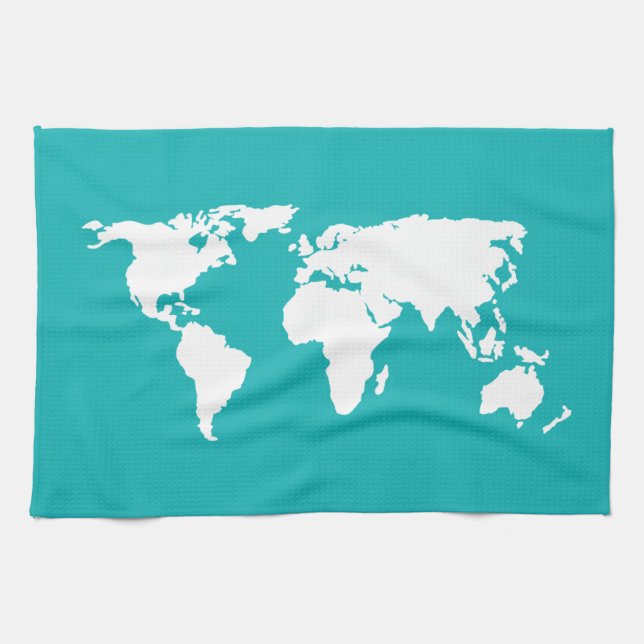 Türkisblaue Karte Küchentuch (Horizontal)