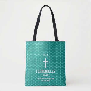Türkisblaue Kreuze Muster Bibel Verse Christlich Tasche