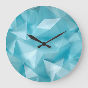 Türkisblaue Kristalle Dreiecke Hintergrund Große Wanduhr