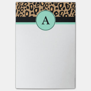 Türkisblaue Leopard Mit Monogramm Druckstelle Hinw Post-it Klebezettel