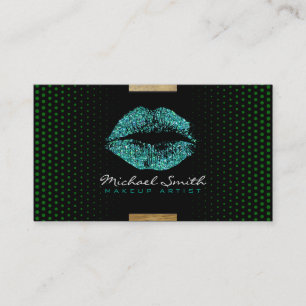 Türkisblaue Lippen Makeup Artist Moderne Punkte #2 Visitenkarte