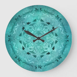 Türkisblaue Mandala Große Wanduhr