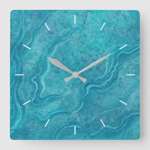 Türkisblaue Marbella-Musteruhr Quadratische Wanduhr
