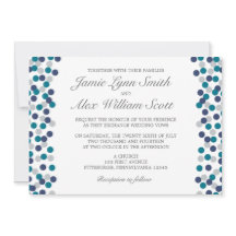 Türkisblaue Marine Graue Polka Dot Hochzeit Einlad