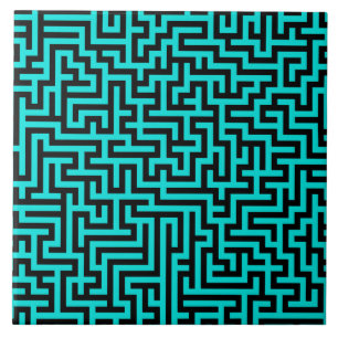 Türkisblaue Maze Lines Fliese