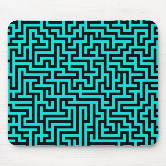Türkisblaue Maze Lines Mousepad (Vorne)