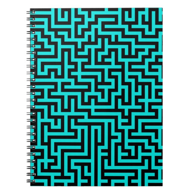 Türkisblaue Maze Lines Notizblock (Vorderseite)