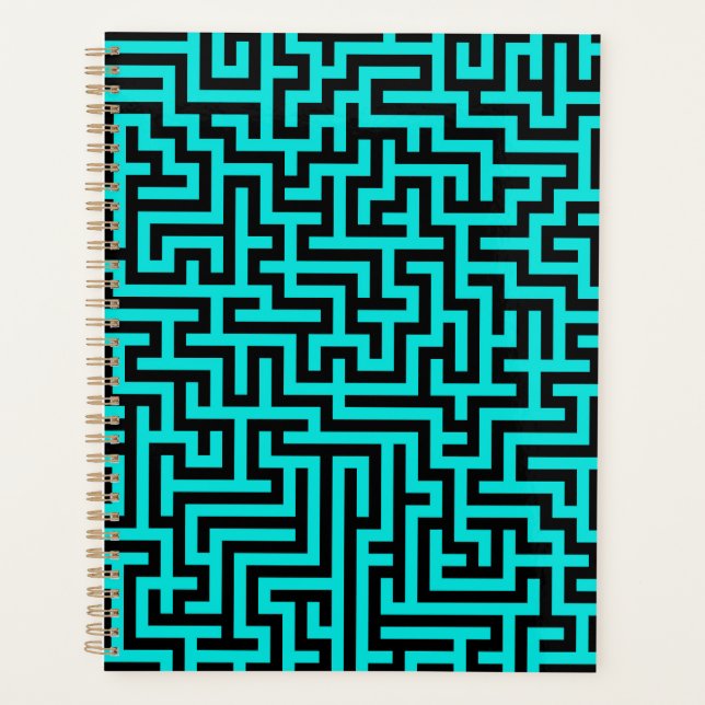 Türkisblaue Maze Lines Planer (Vorderseite)