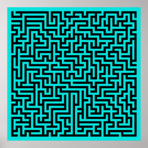 Türkisblaue Maze Lines Poster