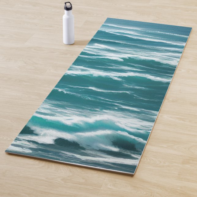 Türkisblaue Meereswellen abstürzen Yogamatte (Beispiel)