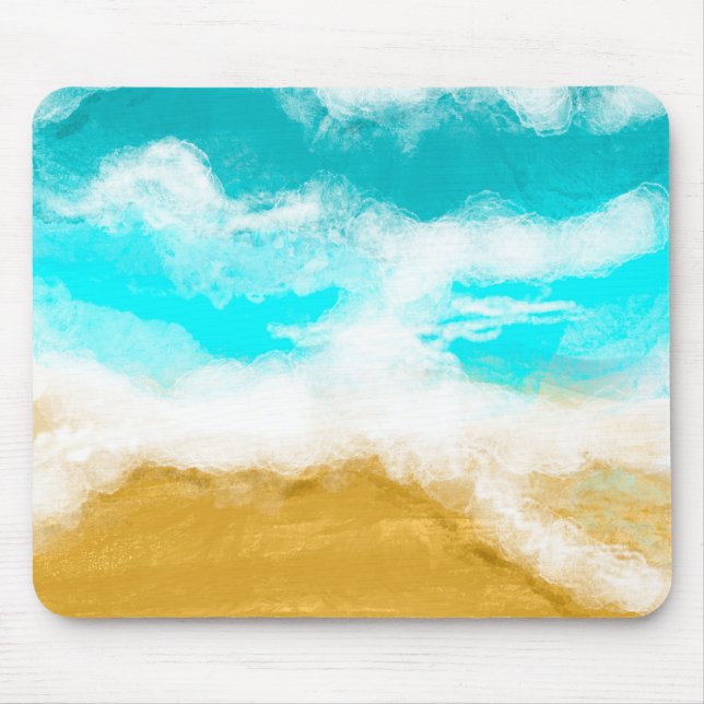 Türkisblaue Meereswellen, die den Sand treffen Mousepad (Vorne)
