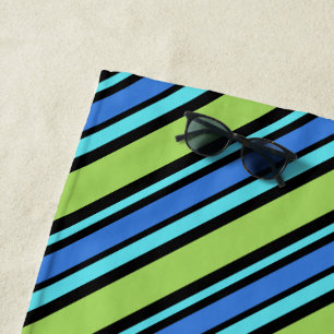 Türkisblaue Neon Grüne schwarze Liegestühle Streif Strandtuch
