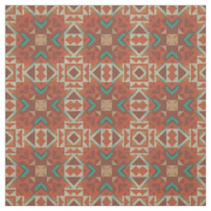 Türkisblaue Orange Aztec Mosaikmuster Stoff