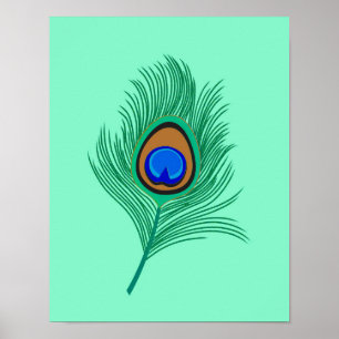 Türkisblaue Pfauenfeder am Lago Maggiore Poster
