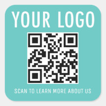 Türkisblaue QR-Code-Aufkleber für benutzerdefinier