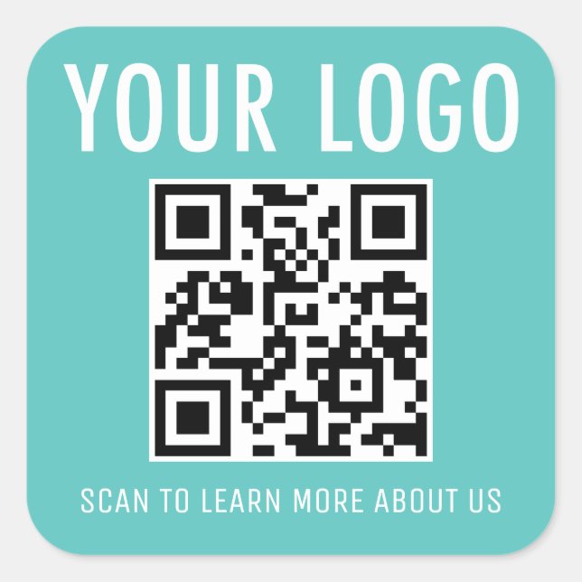 Türkisblaue QR-Code-Aufkleber für benutzerdefinier Quadratischer Aufkleber (Vorderseite)