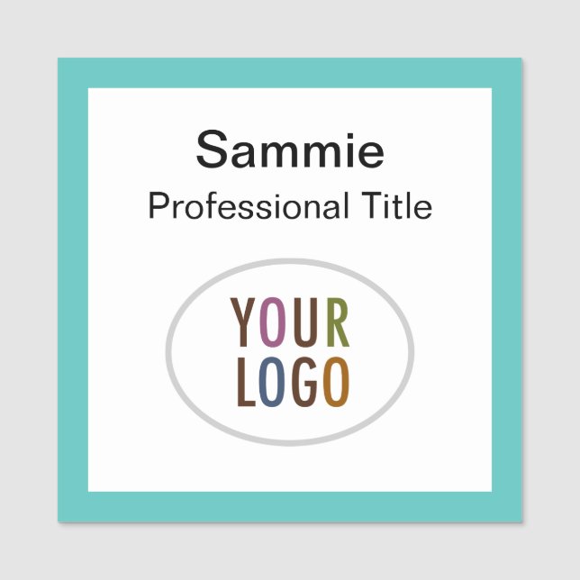 Türkisblaue Quadratzenname Abzeichen-Logo Magnetis Namensschild (Vorderseite)