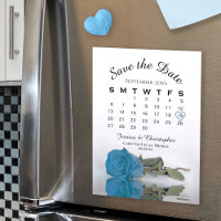 Türkisblaue Rose Save the Date Kalender Magnet