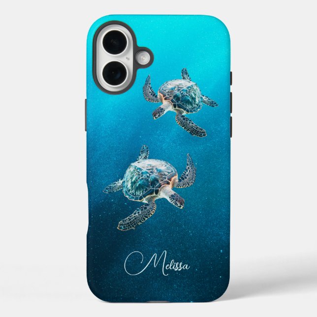 Türkisblaue Schildkröte | Küste iPhone 16 Plus Hülle (Rückseite)