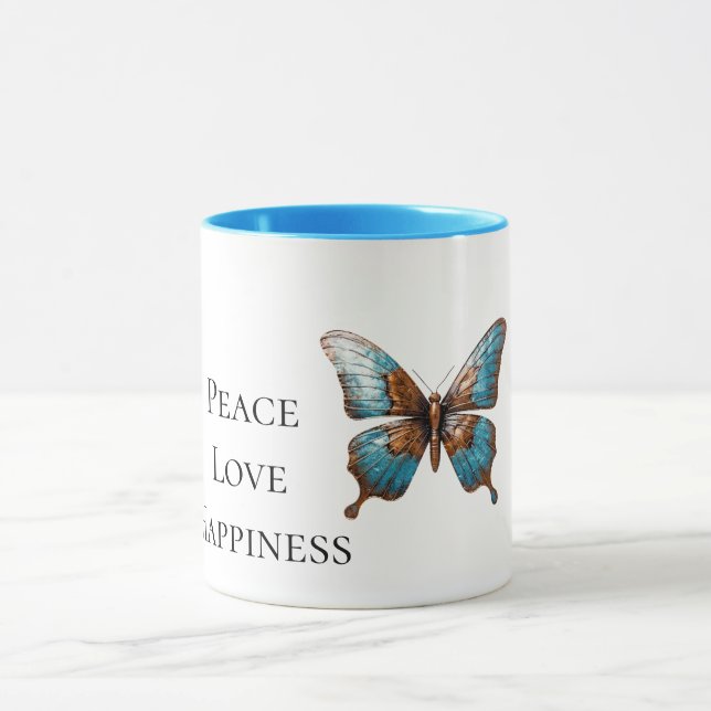 Türkisblaue Schmetterlinge Tasse (Zentrum)